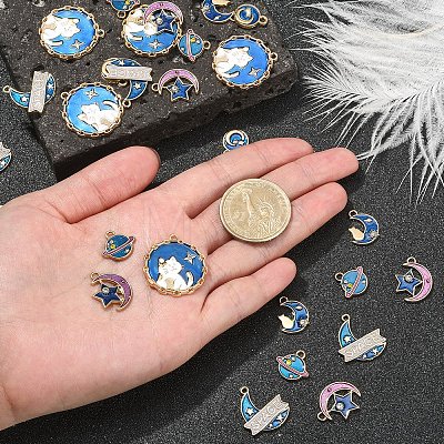 30Pcs 6 Styles Alloy Enamel Pendants ENAM-CJ0003-07-1