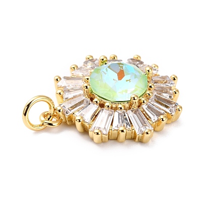 Brass Micro Pave Cubic Zirconia Pendants ZIRC-O044-21A-G-1