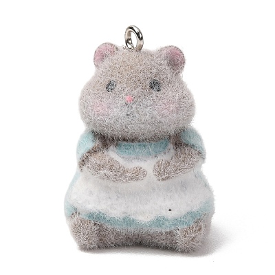 Anmial Theme Flocking Opaque Resin Pendants RESI-G130-01F-1