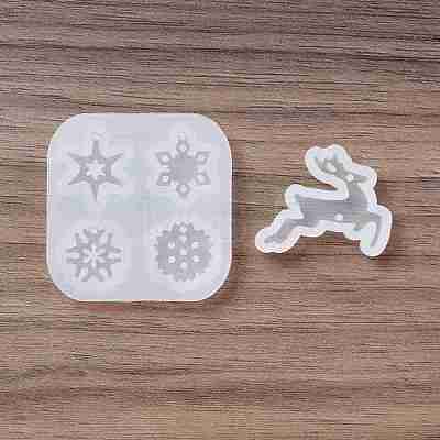 2Pcs 2 Style Christmas Deer and Snowflake Silicone Pendant Molds DIY-E055-49-1