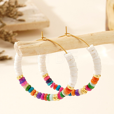 Bohemian Style Multicolor Shell Earrings Hoop Earrings VX2278-1-1