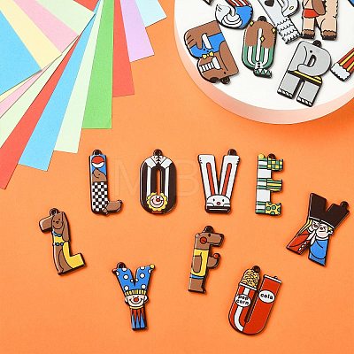 26Pcs 26 Styles Circus Theme Printed Acrylic Pendants OACR-CJ0001-27-1