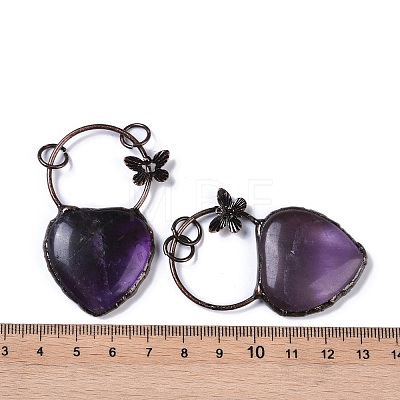 Natural Amethyst Heart Big Pendants G-B073-03R-04-1