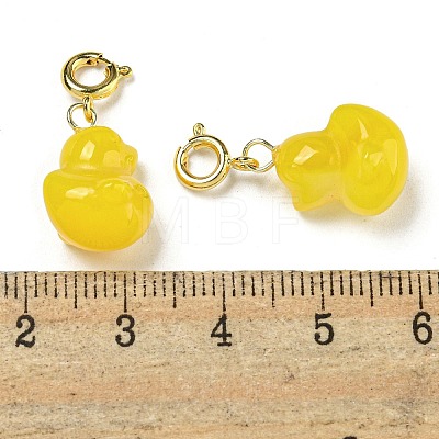 Duck Rack Plating Heated Natural Yelloy Agate Pendant Decorations KK-NH0006-01G-1