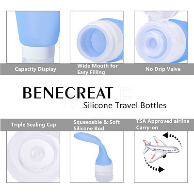 BENECREAT Creative Portable Silicone Travel Points Bottle Sets MRMJ-BC0001-03-1