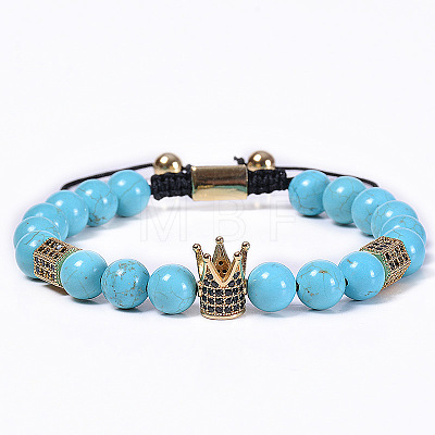 Natural Turquoise Braided Bead Bracelets for Women FY4673-1-1