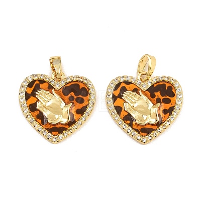 Brass Micro Pave Clear Cubic Zirconia Pendants CU-CBA415D-11G-02-1