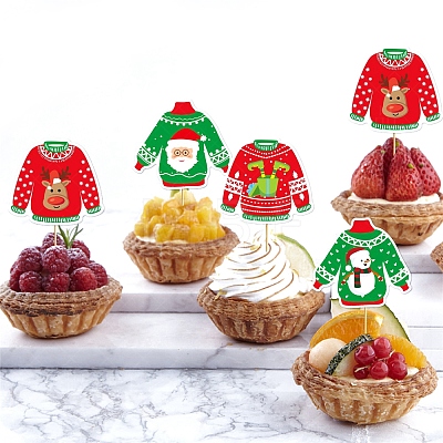 8Pcs Ugly Sweater Cupcake Toppers PW-WG1075E-01-1