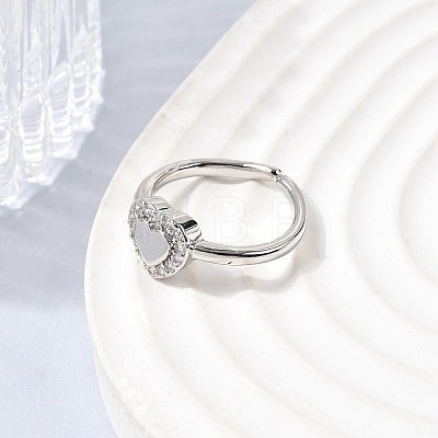 Brass Micro Pave Cubic Zirconia Cuff Open Rings for Women RJEW-B160-10P-1