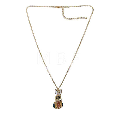 Alloy Enamel Rabbit with Easter Egg Pendant Necklaces for Women FS-WGF1739-02-1