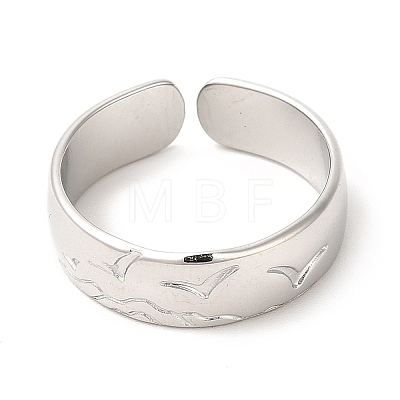 201 Stainless Steel Open Cuff Ring RJEW-E063-46P-1