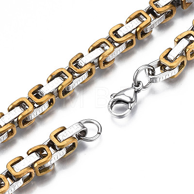 Two Tone 201 Stainless Steel Byzantine Chain Bracelet for Men Women BJEW-S057-87B-1