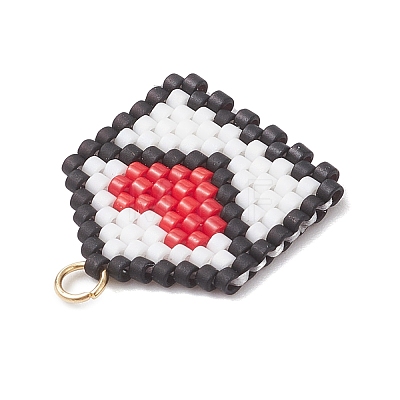 Beaded Heart Envelope Charms PALLOY-MZ01092-02-1