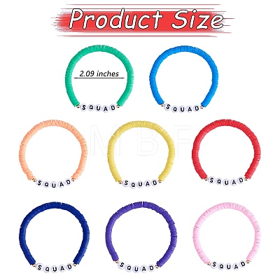 8Pcs 8 Colors Polymer Clay Heishi Surfer Stretch Bracelets Set BJEW-SW00085-1