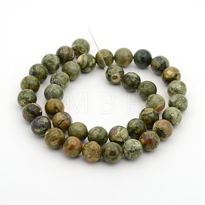 Natural Rhyolite Jasper Round Bead Strands G-M272-09-12mm-1