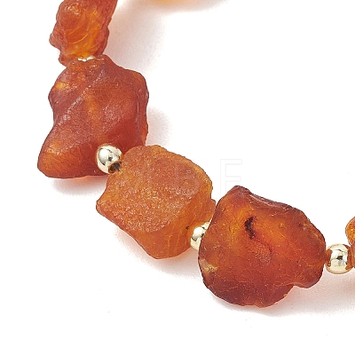 Raw Rough Natural Amber and Electroplate Non-magnetic Synthetic Hematite Beaded Bracelets for Women BJEW-JB13627-1