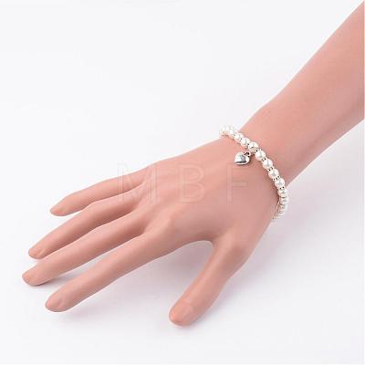 Glass Pearl Stretch Bracelets BJEW-JB02430-02-1