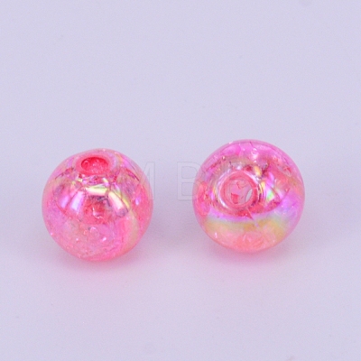 Electroplate Crackle Acrylic Beads CCG-WH0001-8mm-05-1
