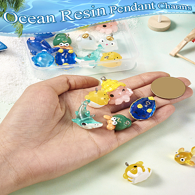 20Pcs 10 Styles Ocean Theme Resin Pendants FIND-TA0002-37-1