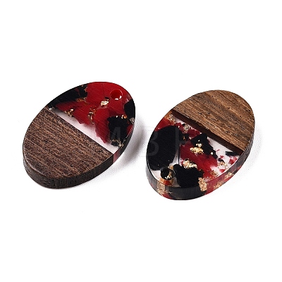 Transparent Resin and Walnut Wood Pendants RESI-T057-04E-1