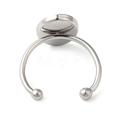 Non-Tarnish 304 Stainless Steel Open Cuff Ring Components X-STAS-I306-06B-P-1