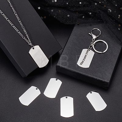 Unicraftale 201 Stainless Steel Rectangle Stamping Blank Tag Pendants STAS-UN0012-39-1