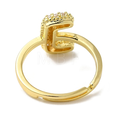 Rack Plating Letter Brass Micro Pave Clear Cubic Zirconia Adjustable Rings for Women KK-S391-03G-J-1