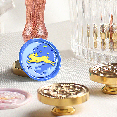 Brass Wax Seal Stamp with Handle AJEW-WH0184-1115-1