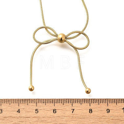 304 Stainless Steel Bowknot Pendant Snake Chian Necklaces for Women NJEW-R014-01G-1