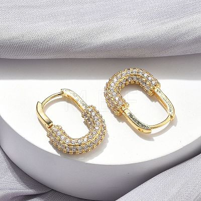 Brass Micro Pave Clear Cubic Zirconia Hoop Earrings EJEW-C182-07B-G-1