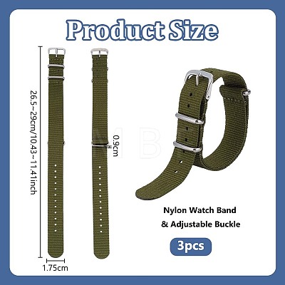 3Pcs Nylon Watch Bands AJEW-OC0015-63B-1