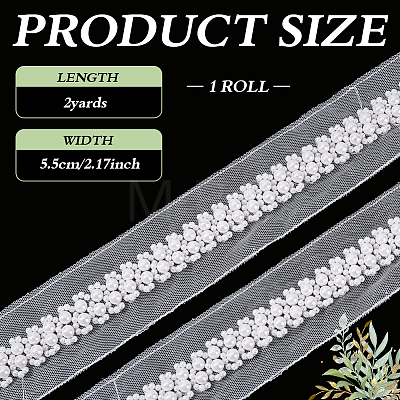 2Yards Netting Fabric Beaded Trim Ribbon OCOR-ME0001-64B-01-1