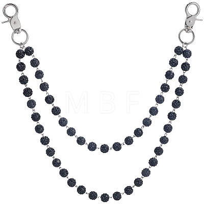 1Pc Polymer Clay Rhinestone Round Beaded Pants Chains AJEW-BM0001-29A-01-1