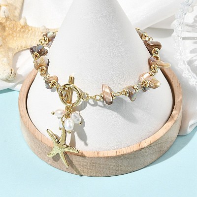 Summer Beach 304 Stainless Steel Starfish Charm OT Bracelets BJEW-JB14373-01-1