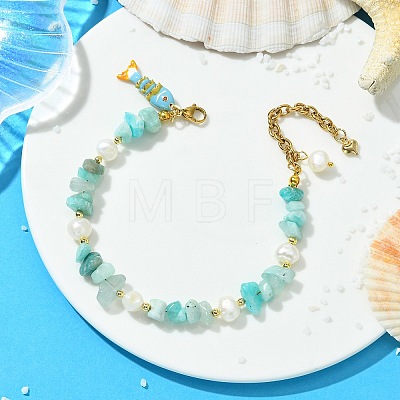 Brass Enamel Fish Charm Bracelets BJEW-JB14062-01-1