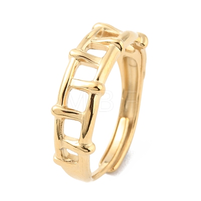 304 Stainless Steel Hollow Rectangle Adjustable Rings RJEW-D002-24G-1