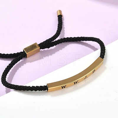 Word WWJD Polyester Cord Slider Bracelets BJEW-P384-01G-1