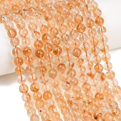 Natural Citrine(Heated) Beads Strands G-L659-A01-6mm-1