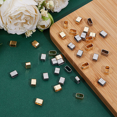 40Pcs 2 Colors 201 Stainless Steel Slide Charms STAS-ME0002-74-1