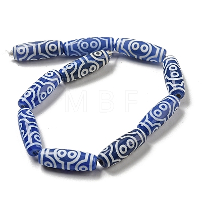 Blue Tibetan Style dZi Beads Strands TDZI-NH0001-B12-01-1