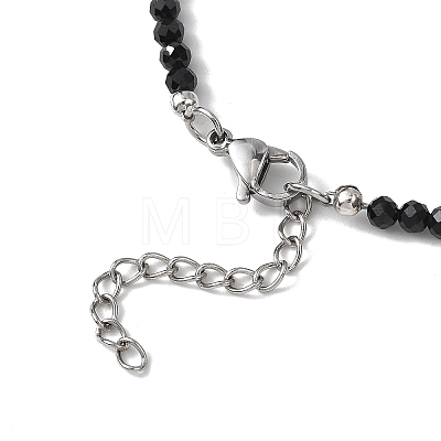 Electroplate Glass Triangle and Faceted Round Natural Black Spinel Beaded Necklaces for Women NJEW-JN05666-1