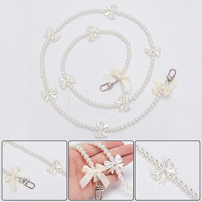 WADORN 2Pcs ABS Plastic Imitation Pearl Beaded Bag Handles FIND-WR0006-62-1