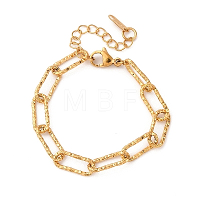 304 Stainless Steel Paperclip Chain Bracelets for Women Men BJEW-A048-01G-1