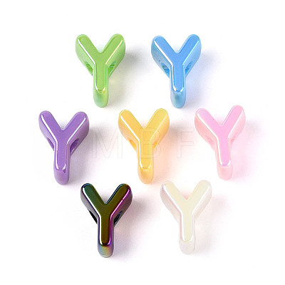 UV Plating Opaque Acrylic European Beads OACR-M027-03Y-1