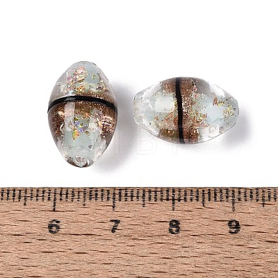 Two Tone Color Handmade Foil Glass Beads FOIL-Q001-01F-1