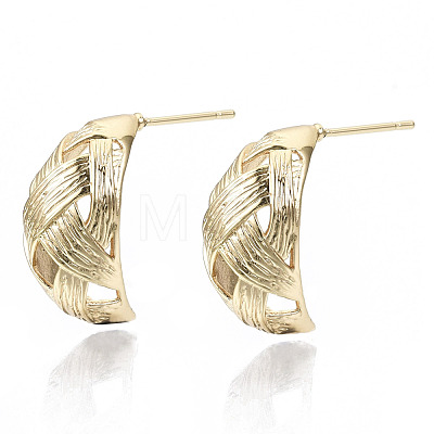 Brass Half Hoop Earrings KK-N232-110G-NF-1