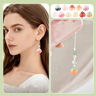 110Pcs 11 Colors Transparent Glass Petal Pendants GLAA-YW0005-86-1