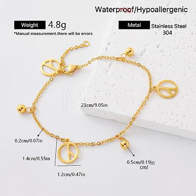Summer 304 Stainless Steel Charm Anklets with Tiny Ball for Women GN4160-1-1