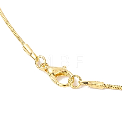 Ocean Alloy Sea Animal and Faceted Glass Teardrop Pendant Brass Round Snake Chain Necklaces for Women NJEW-JN05915-01-1