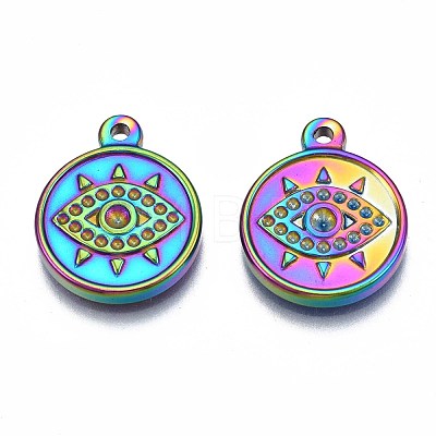 Rainbow Color 304 Stainless Steel Pendants Rhinestone Settings STAS-S119-094-1